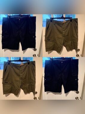 Men's Cargo Shorts - Olive Green / Black Bundle Size 40